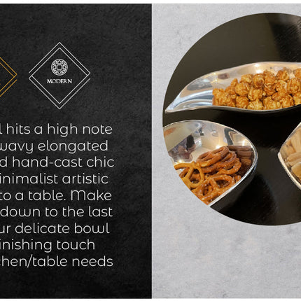 Wavy Recycled Aluminum Bowl - Modern Snack & Nut Serving Dish