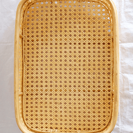 Handwoven Natural Rattan Tray - Vietnamese Bong Cane Serving Platter