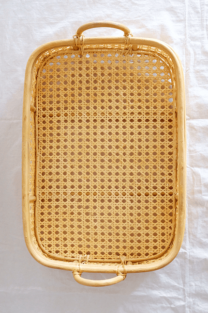 Handwoven Natural Rattan Tray - Vietnamese Bong Cane Serving Platter