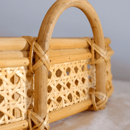 Handwoven Natural Rattan Tray - Vietnamese Bong Cane Serving Platter