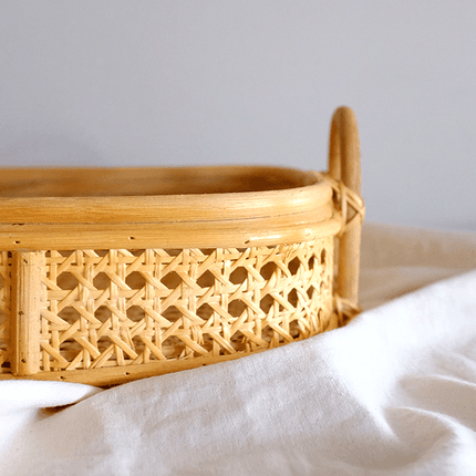 Handwoven Natural Rattan Tray - Vietnamese Bong Cane Serving Platter