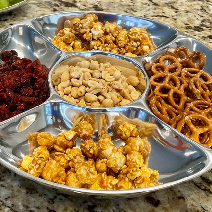 5-Section Divided Serving Platter - Snack & Salsa Tray with Dip Bowl
