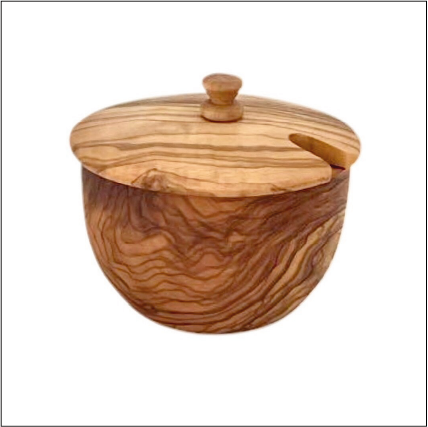Hand-Carved Olive Wood Canister - Mediterranean Herb & Spice Storage Jar