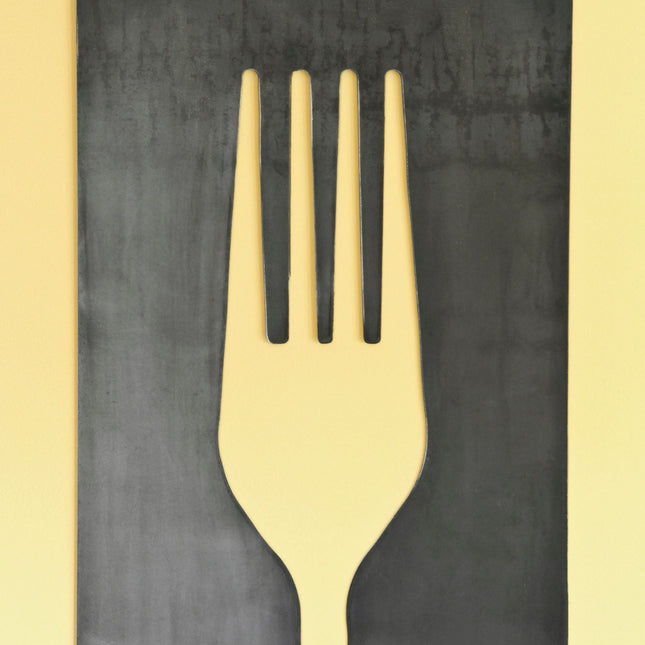 Fork Knife Spoon Metal Wall Art - Modern Kitchen Decor Panel Set